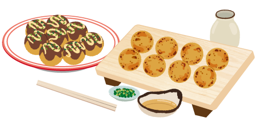 たこ焼きと明石焼きイメージイラスト